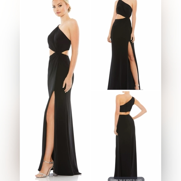 Mac Duggal One shoulder Ruched Cut-Out jersey gown size 4 - Picture 1 of 5